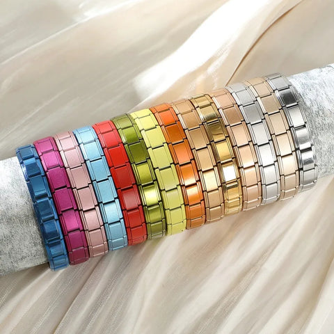 Women Men's High Quality Stainless Steel DIY 9MM Width Italian Elastic Charm Bracelet