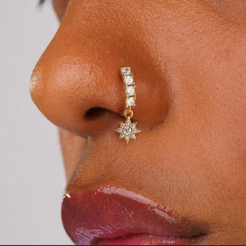 Sterling Silver Pierceing Nose Ring Simple Round Twist Rope Nose Ring Women