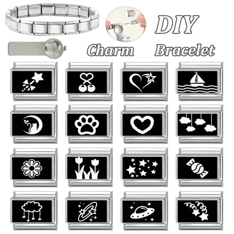 Black Heart Ship Flower Moon Cat Star Candy Charm Links