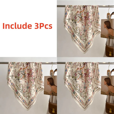 70cm Cotton Floral Print Women Bandanas Square Scarf Girls Headband Accessories