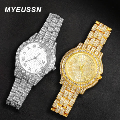 Popular Iced Out Watch Men Luxury Full Diamond Women Watches CZ Quartz Men's Watch