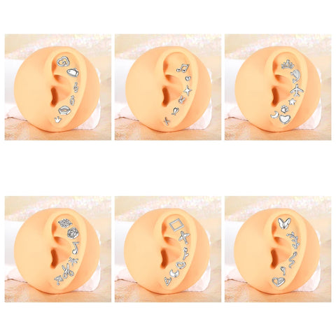 Steel Moon Lighting Labret Bar Rings Crystal Flower Tragus Cartilage Piercing