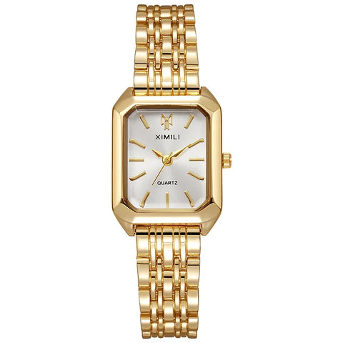 Fashion Rectangle Ladies Stainless Steel Strap Quartz Wristwatches