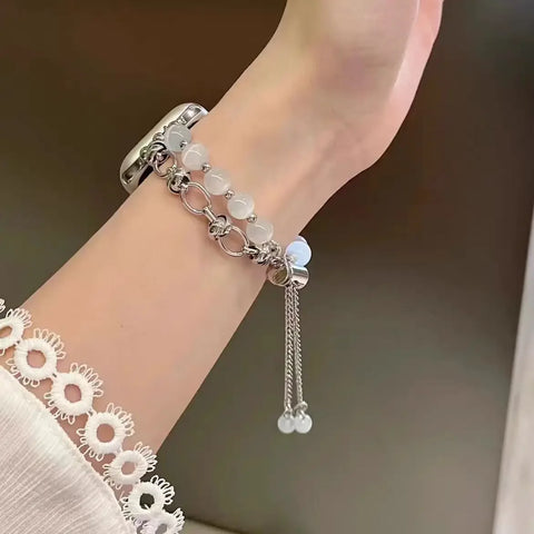 New Beads Metal Link Strap For Apple Watch Band For Women 38mm 40mm 41mm 42mm 44mm 45mm 46mm 49mm