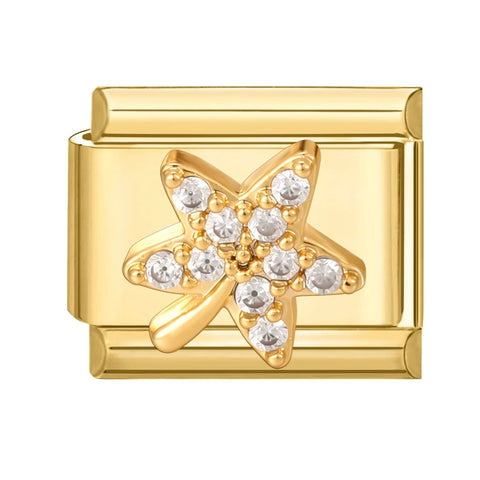 Golden Butterfly Leaf Moon Cat Flower Italian Charm Links