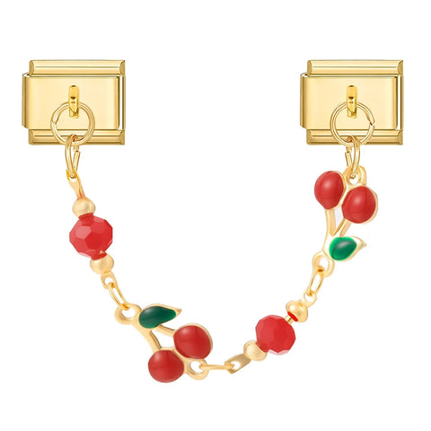 Golden Chain Heart Flowers Butterfly Charm Link