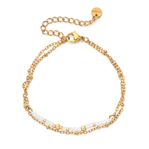 Thin Boho 18K Gold PVD Plated Stainless Steel Chain Bracelets for Women