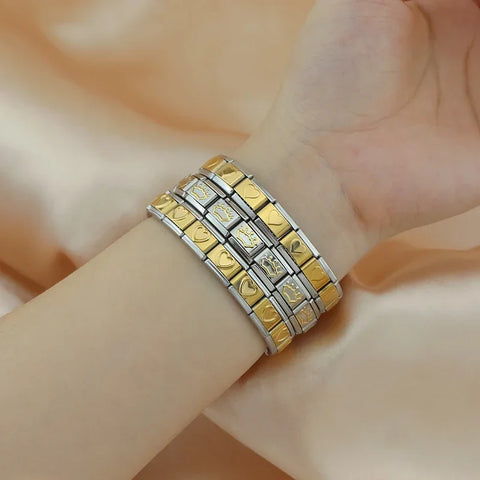 Women's 9mm Itanlian Elastic Star Heart Butterfly Charm Fashion Bracelet