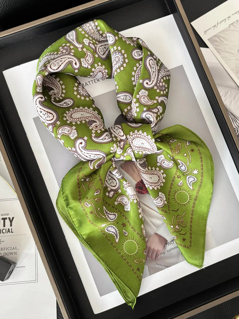 Vintage Chain Print Satin Square Scarf Soft Lightweight Women’s Fashion Accessory