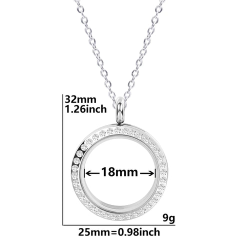 Round Living Memory Photo Relicario Locket Pendant Floating Charms Picture Necklaces