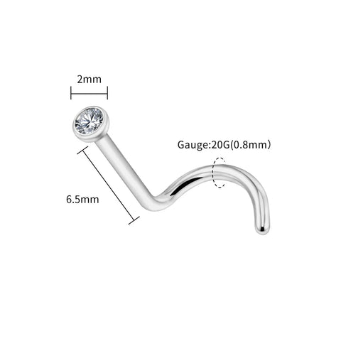 Titanium 20G Nose Stud Ring Hypoallergenic CZ/Ball/Heart/Star Nose Piercing