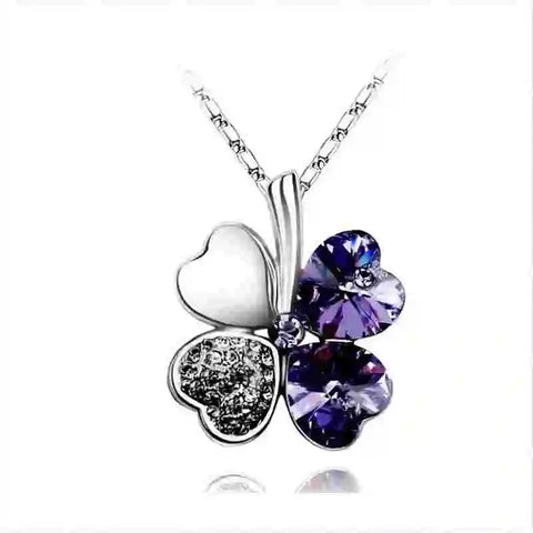 Crystal 4 Four Leaf Leaves Clover Pendant Necklaces Birthday Gift Quality Fashion Jewelry