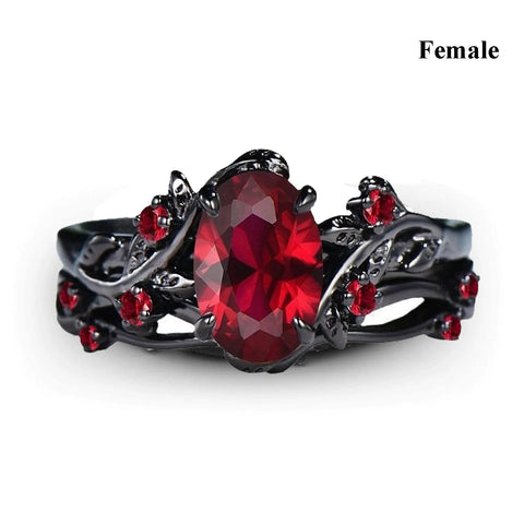 Charm Couple Rings Romantic Women Purple Rhinestones CZ Rings Set Trendy Jewelry