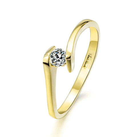 Wedding Ring For Women Concise Round Cut Cubic Zirconia Rose Gold Color