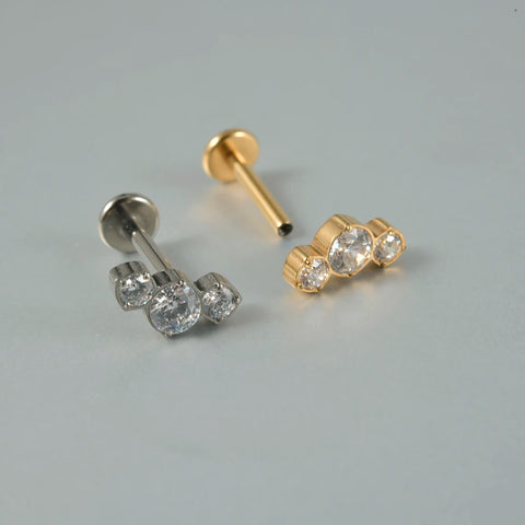 Zircon G23 Solid Titanium Cartilage Earrings Stud 16G Internally Threaded Cz Cluster Helix