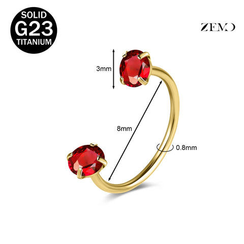 Titanium Steel Horseshoe Nose Rings Double CZ Crystal Screw Septum Rings Helix