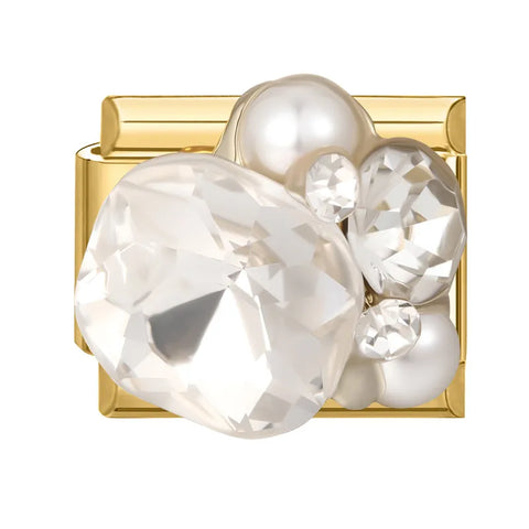 Golden Heart Butterfly Sun Flower Pearl Zircon Italian Charm Links