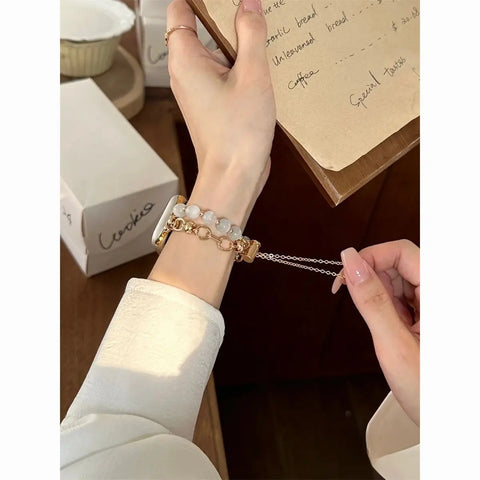 Beads Link Strap For Apple Watch Band For Women 38/40/41/42/44/45/46/49mm