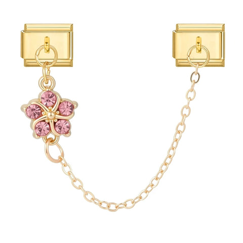 Golden Chain Heart Flowers Butterfly Charm Link