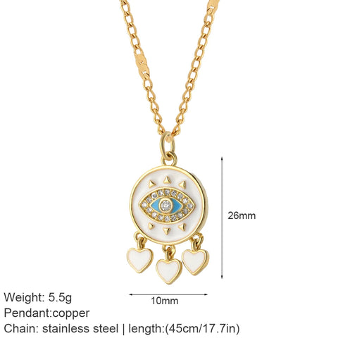 Heart Evil Blue Eye Sun Necklace for Women Cute Dog Bee Elephant Gold Color Pendant
