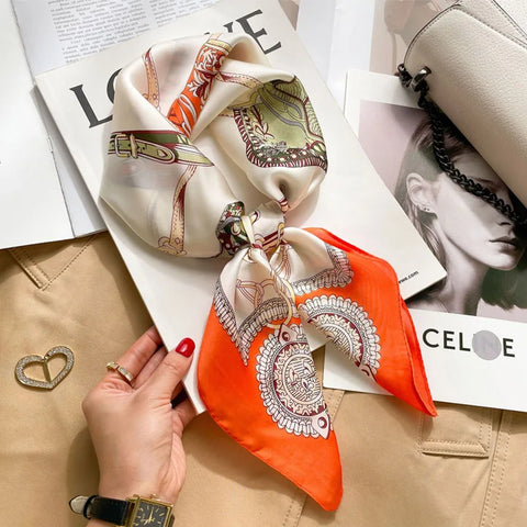 Silk Shawl Square Scarf Women Summer Hijab Wraps Neckerchief