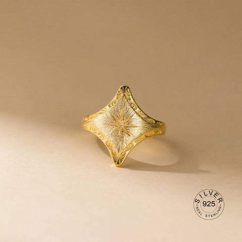 Sterling Silver Rings For Women Geometric Fine Jewelry Finger Adjustable Plant Leaf Star Zircon Ring