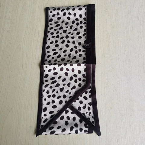 Print Silk Scarf Women Soft Satin Horse Hairband Bevel Neckerchief Office Headband