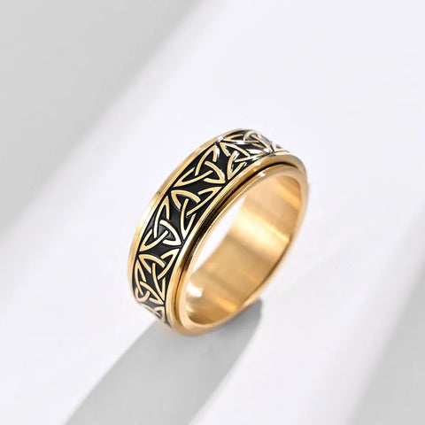 Viking Celtic Knot Rune Rings For Men Rotating Stainless Steel Anti Stress Anxiety Relife