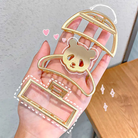 Korean Metal Geometric Hair Claws Barrettes Elegant Hair Clips Crab Hollow Out Hairpin