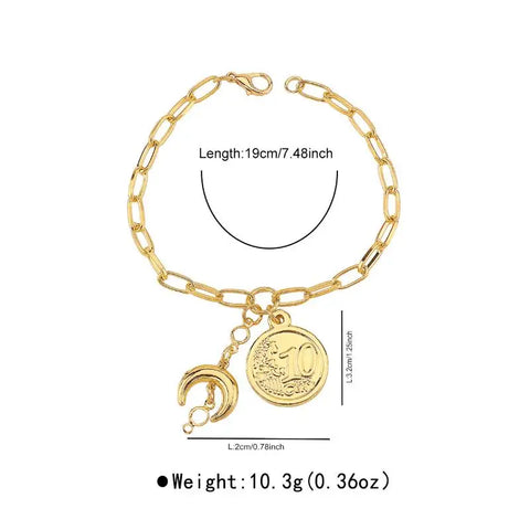 Exquisite Star Moon Versatile Casual Holiday Style Splicing Bracelet