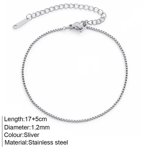 Women's High-end Stainless Steel Bracelets Box Chain Clip Bead Chain Fashion