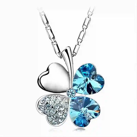 Crystal 4 Four Leaf Leaves Clover Pendant Necklaces Birthday Gift Quality Fashion Jewelry