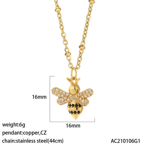 Heart Evil Blue Eye Sun Necklace for Women Cute Dog Bee Elephant Gold Color Pendant