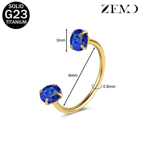 Titanium Steel Horseshoe Nose Rings Double CZ Crystal Screw Septum Rings Helix