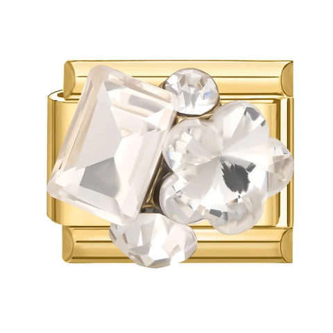 Golden Heart Butterfly Sun Flower Pearl Zircon Italian Charm Links