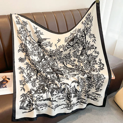 Design Print Twill Square Silk Scarf Women Shawl Wraps Neckerchief