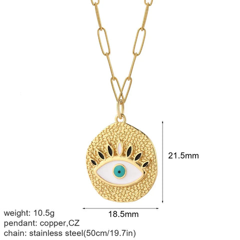 Heart Evil Blue Eye Sun Necklace for Women Cute Dog Bee Elephant Gold Color Pendant