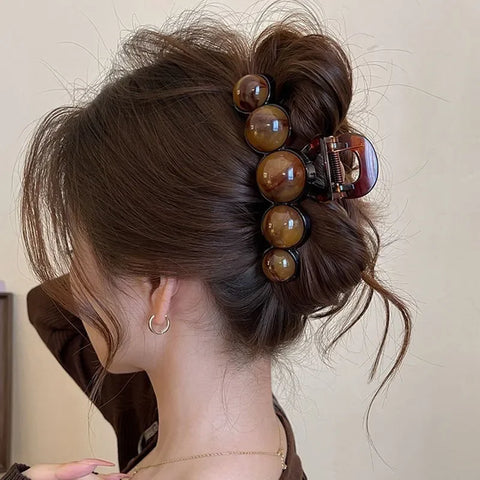 Retro Gradient Beaded Hair Claw 11Cm For Women's