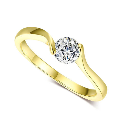 Wedding Ring For Women Concise Round Cut Cubic Zirconia Rose Gold Color