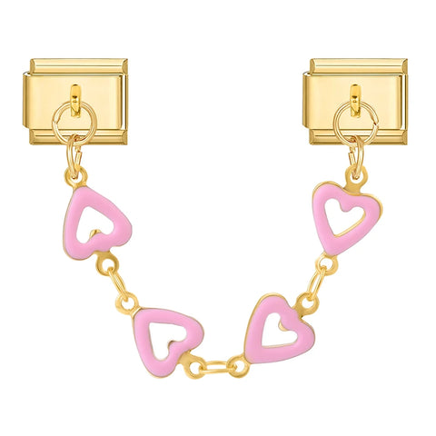Golden Chain Heart Flowers Butterfly Charm Link