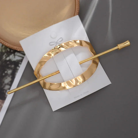 Geometric Gold Silver Color Metal Hair Stick Women Ponytail Holder