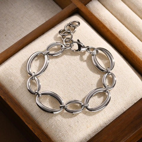 Elliptical Bracelet for Women Hand-made Chain Stainless Steel Bracelets