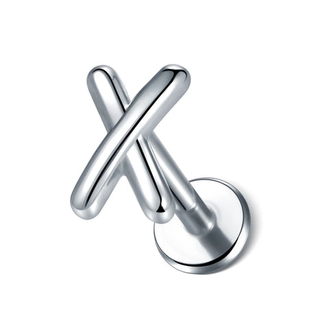 Steel Moon Lighting Labret Bar Rings Crystal Flower Tragus Cartilage Piercing