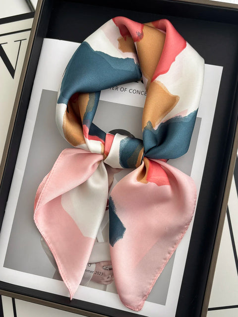 Vintage Chain Print Satin Square Scarf Soft Lightweight Women’s Fashion Accessory