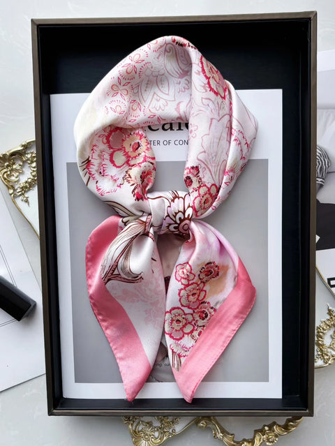 Vintage Chain Print Satin Square Scarf Soft Lightweight Women’s Fashion Accessory