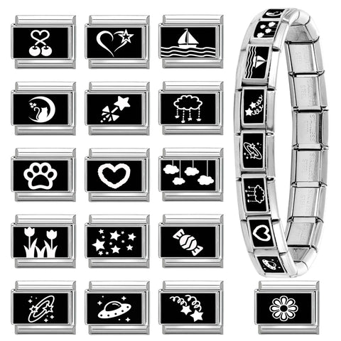 Black Heart Ship Flower Moon Cat Star Candy Charm Links