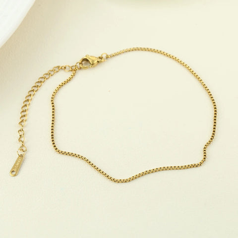 Women's High-end Stainless Steel Bracelets Box Chain Clip Bead Chain Fashion