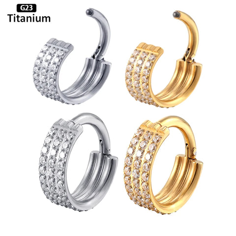 Titanium Piercing Hinged Segment Septum Hoop Nose Rings Clicker
