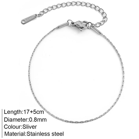 Women's High-end Stainless Steel Bracelets Box Chain Clip Bead Chain Fashion