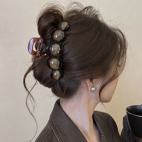 Retro Gradient Beaded Hair Claw 11Cm For Women's